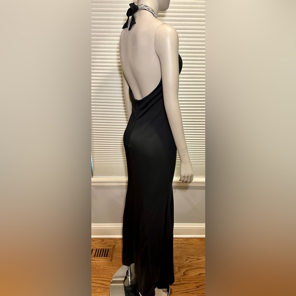 VTG Betsy & Adam By Linda Bernell Black Rhinestone Halter Evening Gown Dress 10 - Picture 5 of 7